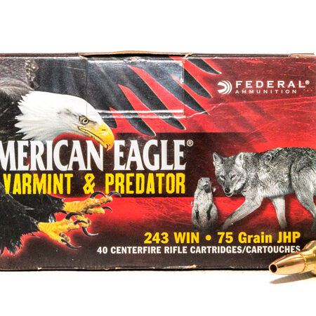 Federal American Eagle Varmint & Predator .243 Winchester 75 Gr. Jacketed Hollow Point- Box of 40