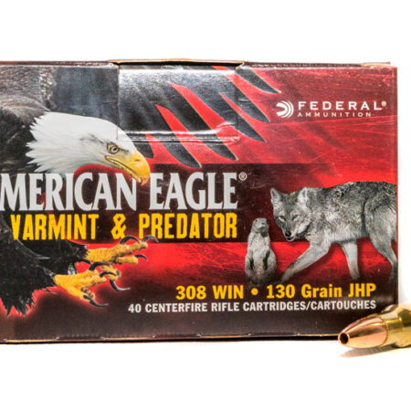 Federal American Eagle Varmint & Predator .308 Winchester 130 Gr. Jacketed Hollow Point- Box of 40