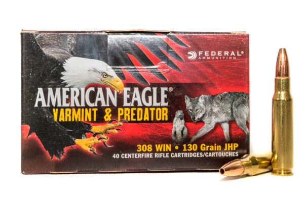Federal American Eagle Varmint & Predator .308 Winchester 130 Gr. Jacketed Hollow Point- Box of 40