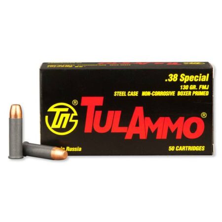 TulAmmo .38 Special 130 Gr. FMJ (Bi-Metal) Steel Case Berdan Primed- Box of 50