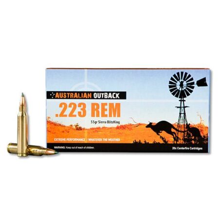 Australian Outback  .223 Remington 55 Gr. Sierra BlitzKing Bullet- Box of 20