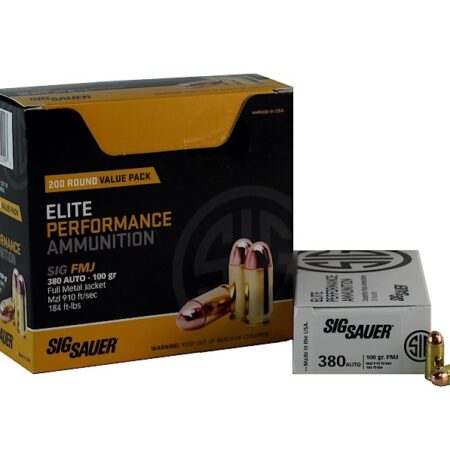 SIG SAUER Elite Performance .380 ACP 100 Gr. Full Metal Jacket- Box of 200