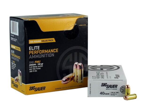 SIG SAUER Elite Performance .40 S&W 180 Gr. Full Metal Jacket- Box of 200