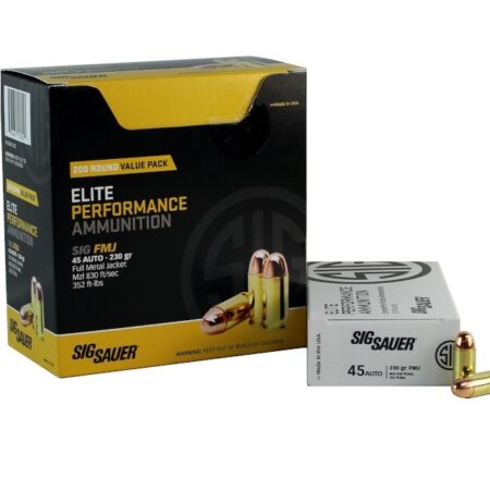 SIG SAUER Elite Performance .45 ACP 230 Gr. Full Metal Jacket- Box of 200