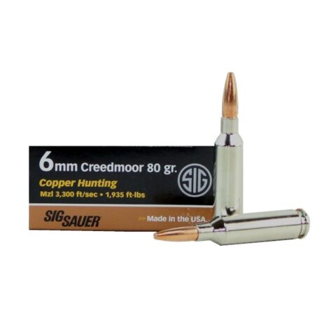 SIG SAUER Elite Performance 6mm Creedmoor 80 Gr. Copper Hunting - Lead-Free Expanding- Box of 20