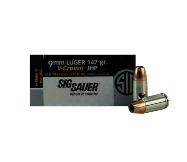 SIG SAUER Elite Performance 9mm Luger 147 Gr. V-Crown JHP- Box of 50