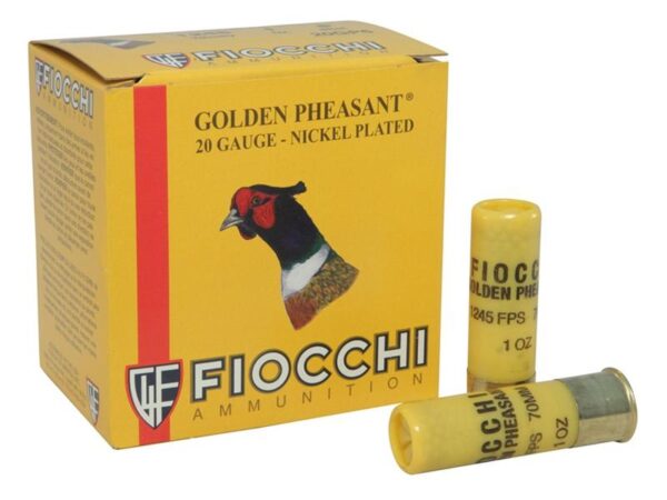 Fiocchi Golden Pheasant 20 gauge 2-3/4" 1 oz #6 Shot Nickel Plated - Box of 25