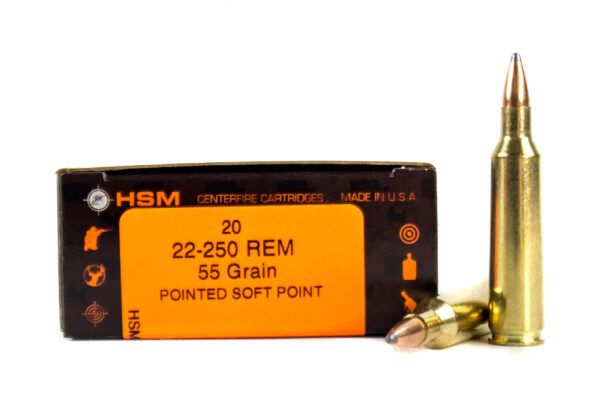 HSM .22-250 Remington 55 Gr. Pointed Soft Point- Box of 20