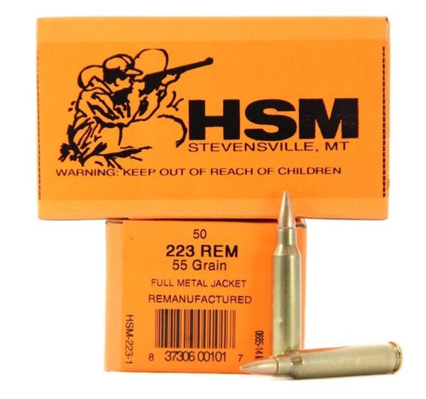 HSM Factory Blemish .223 Remington 55 Gr. Full Metal Jacket- Remanufactured- Box of 50