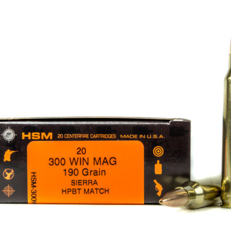HSM .300 Winchester Magnum 190 Gr. Sierra MatchKing HPBT Match- Box of 20