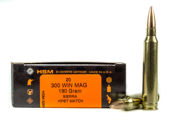 HSM .300 Winchester Magnum 190 Gr. Sierra MatchKing HPBT Match- Box of 20