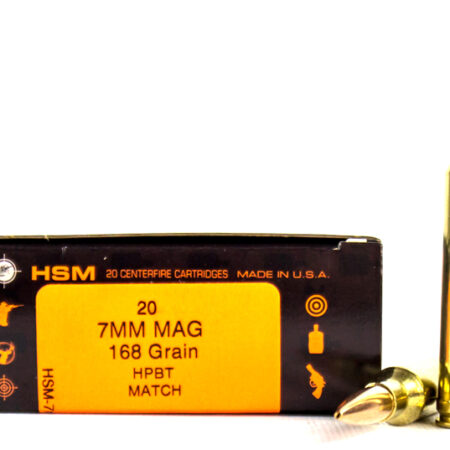 HSM 7mm Remington Magnum 168 Gr. Sierra HPBT Match- Box of 20