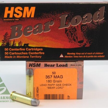 HSM Factory Blemish .357 Magnum 180 Gr. Lead RNFP Gas Check "Bear Load"- Box of 50