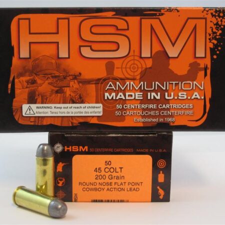 HSM .45 Long Colt 200 Gr. Round Nose Flat Point "Cowboy Action" Lead- Box of 50