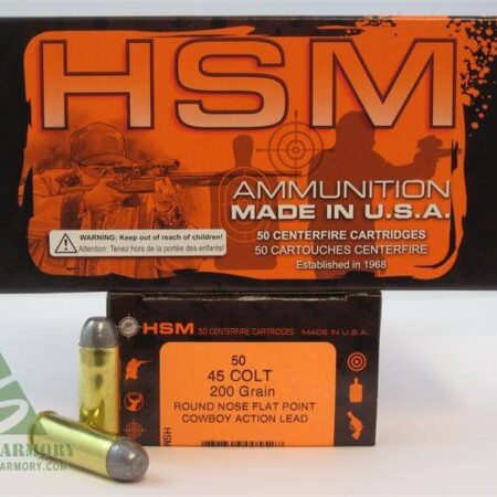 HSM Factory Blemish .45 Long Colt 200 Gr. Round Nose Flat Point "Cowboy Action" Lead- Box of 50