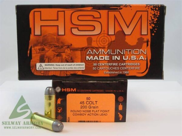 HSM Factory Blemish .45 Long Colt 200 Gr. Round Nose Flat Point "Cowboy Action" Lead- Box of 50