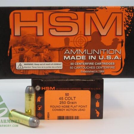 HSM Factory Blemish .45 Long Colt 250 Gr. Round Nose Flat Point "Cowboy Action" Lead- Box of 50