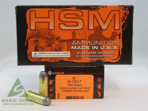 HSM Factory Blemish .45 Long Colt 250 Gr. Round Nose Flat Point "Cowboy Action" Lead- Box of 50