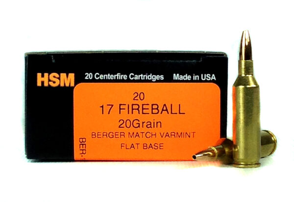 HSM Varmint Gold .17 Fireball 20 Gr. Berger Match Varmint Flat Base- Box of 20