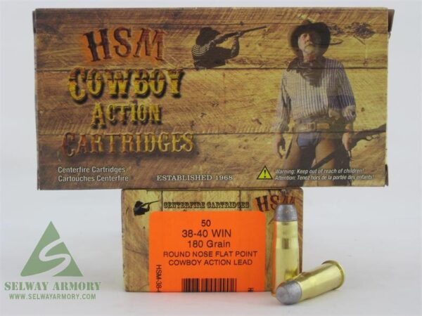HSM Factory Blemish .38-40 Winchester 180 Gr. Round Nose Flat Point "Cowboy Action" Lead- Box of 50
