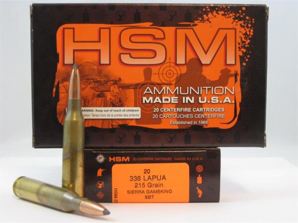 HSM .338 Lapua 215 Gr. Sierra GameKing SBT- Box of 20
