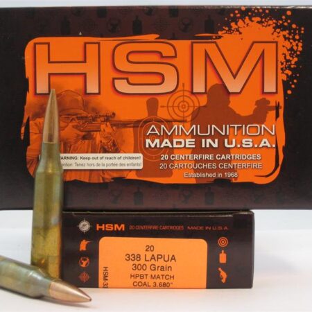HSM .338 Lapua 300 Gr. HPBT Match- COAL 3.680- Box of 20