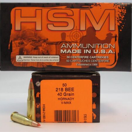 HSM .218 Bee 40 Gr. Hornady V-Max- Box of 50