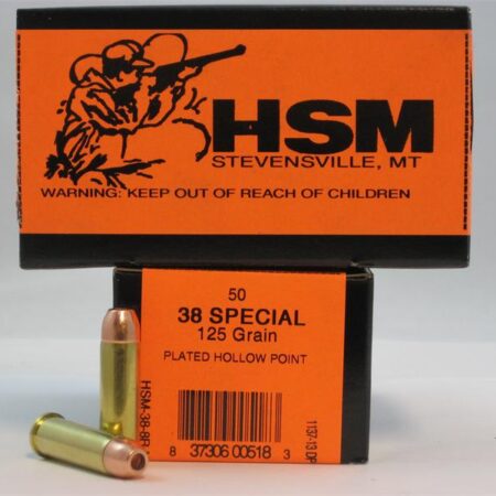 HSM .38 Special 125 Gr. Plated Hollow Point- Box of 50