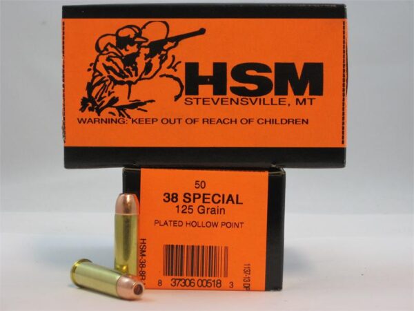 HSM .38 Special 125 Gr. Plated Hollow Point- Box of 50