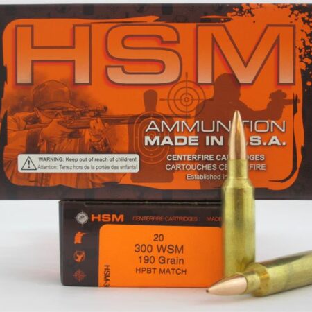 HSM .300 WSM 190 Gr. HPBT Match- Box of 20