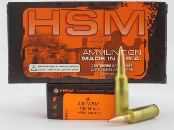 HSM .300 WSM 190 Gr. HPBT Match- Box of 20