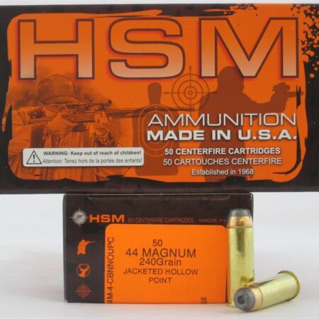 HSM .44 Magnum 240 Gr. Jacketed Hollow Point- Box of 50