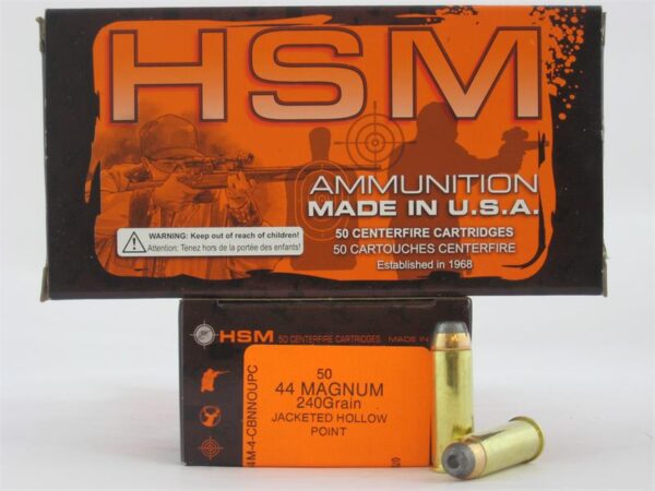 HSM .44 Magnum 240 Gr. Jacketed Hollow Point- Box of 50