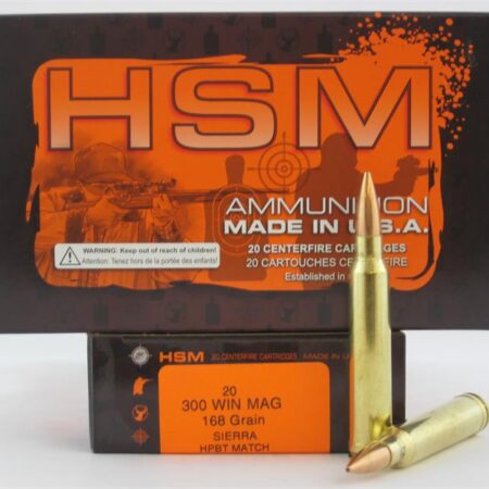 HSM .300 Winchester Magnum 168 Gr. Sierra HPBT Match- Box of 20