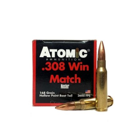 Atomic .308 Winchester Match 168 Gr. Nosler Custom Competition Hollow Point Boat Tail- Box of 50