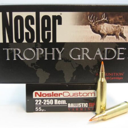 Nosler Trophy Grade .22-250 Remington 55 Gr. Ballistic Tip Varmint Spitzer- Box of 20