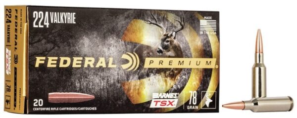 Federal Premium .224 Valkyrie 78 Gr. Barnes TSX Hollow Point Boat Tail- Lead-Free- Box of 20