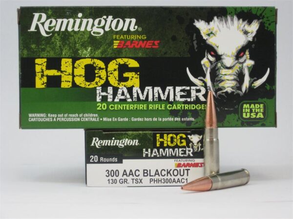 Remington Hog Hammer .300 AAC Blackout 130 Gr. Barnes TSX Bullet Hollow Point- Lead-Free- Box of 20