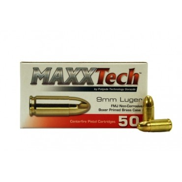 MAXXTech 9mm Luger 124 Gr. Full Metal Jacket- Box of 50