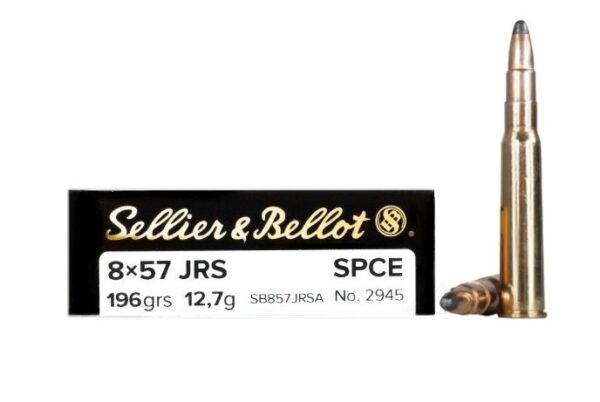 Sellier & Bellot 8mm Rimmed Mauser (8x57mm JRS) 196 Gr. Semi-Jacketed Soft Point Cutting Edge- Box of 20