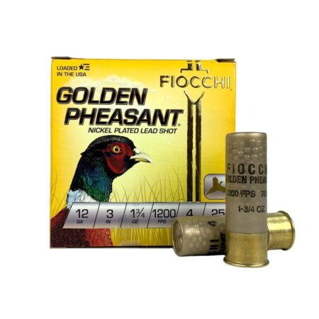 Fiocchi Golden Pheasant 12 Gauge 3" 1-3/4 oz #4 Nickel-Plated Shot- Box of 25