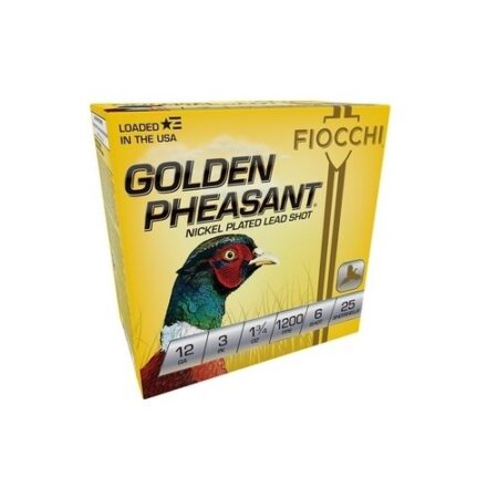 Fiocchi Golden Pheasant 12 Gauge 3" 1-3/4 oz #6 Nickel-Plated Shot- Box of 25