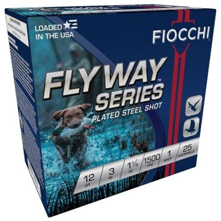 Fiocchi Flyway Series 12 Gauge 3" 1-1/8 oz #1 Zinc-Plated Steel Shot- Box of 25