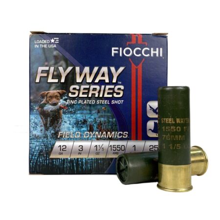 Fiocchi Flyway Series 12 Gauge 3" 1-1/5 oz #1 Zinc-Plated Steel Shot- Box of 25