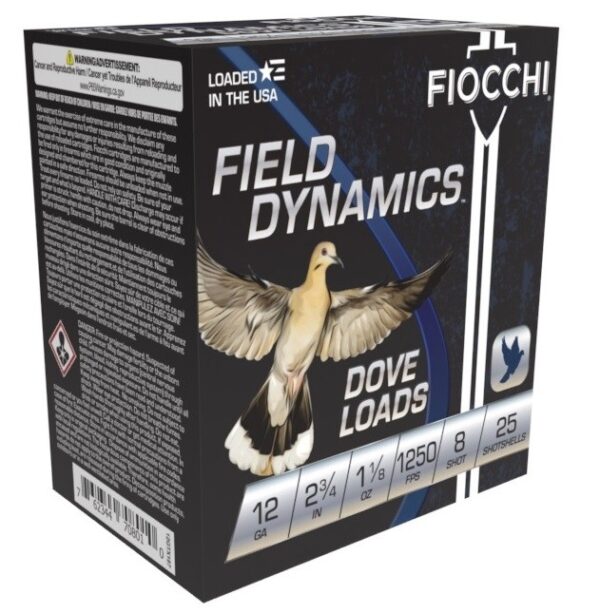 Fiocchi Field Dynamics Dove Loads 12 Gauge 2-3/4" 1-1/8oz #8 Shot- Box of 25