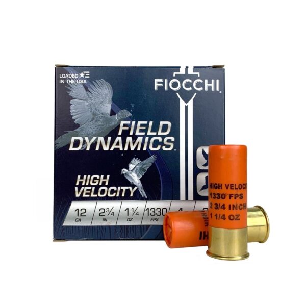 Fiocchi Field Dynamics High Velocity 12 Gauge 2-3/4" 1-1/4 oz #4 Shot- Box of 25