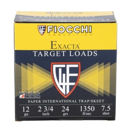 Fiocchi Exacta International Trap & Skeet 12 Gauge 2-3/4" 24 Grams #7-1/2 Lead Shot- Box of 25