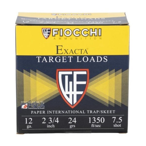 Fiocchi Exacta International Trap & Skeet 12 Gauge 2-3/4" 24 Grams #7-1/2 Lead Shot- Box of 25