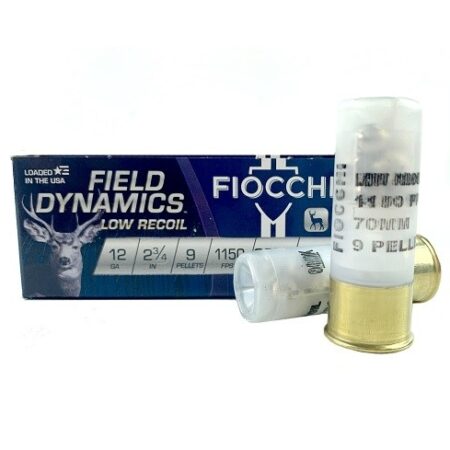 Fiocchi Field Dynamics Low Recoil 12 Gauge 2-3/4" 00 Buckshot 9 Nickel Plated Pellets- Box of 10