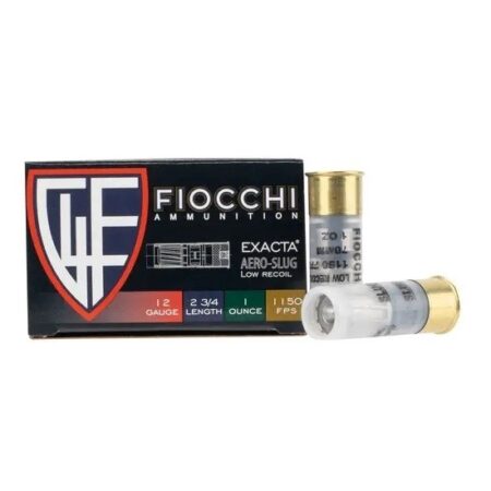 Fiocchi Exacta Aero-Slug 12 Gauge 2-3/4" 1oz Low Recoil Rifled Lead Slug- Box of 10
